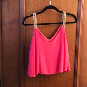 Pink tank top with strap detail